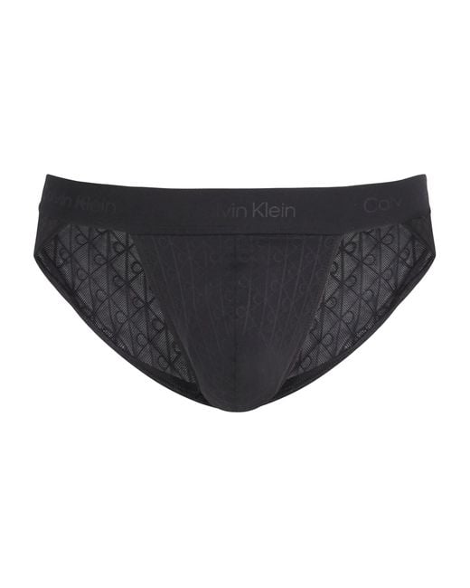 Calvin Klein Black Microfibre Lace Sport Briefs for men