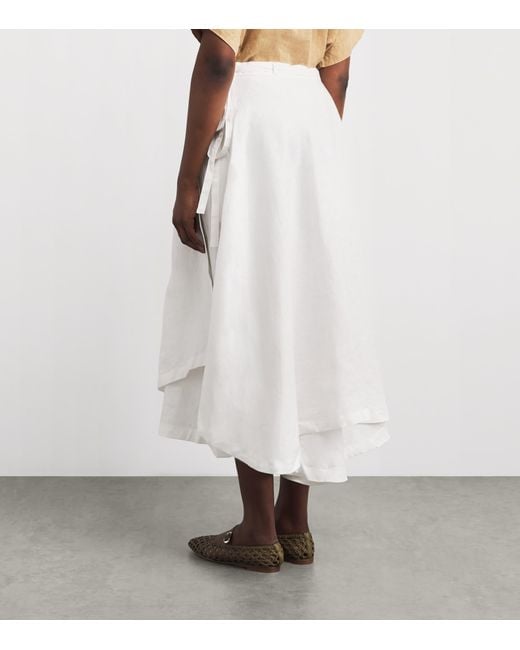 Polo Ralph Lauren White Linen Wrap Midi Skirt