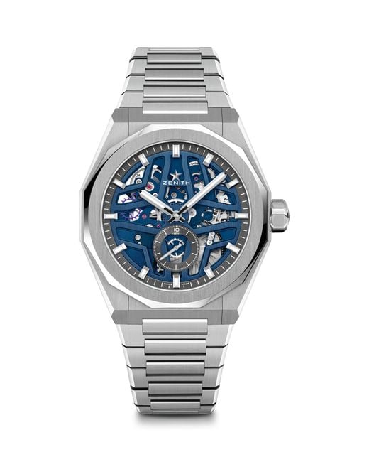 Zenith Gray Stainless Steel Defy Skyline Skeleton Watch for men