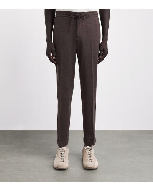 Marco Pescarolo Gray Cashmere-Blend Drawstring Trousers for men