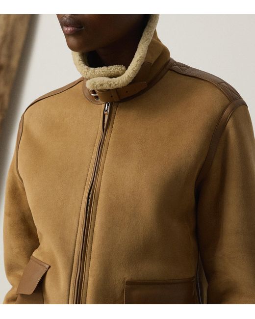 Ralph Lauren Brown Shearling Bomber Jacket