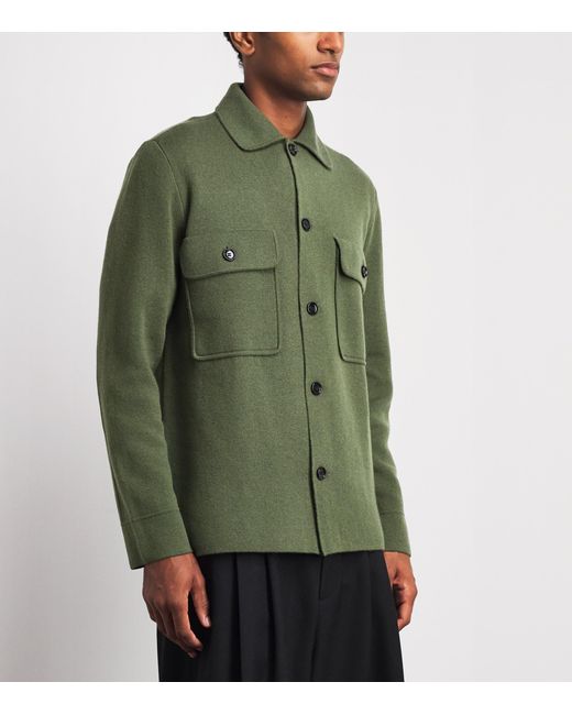 Allude Green Virgin Wool-Cashmere Overshirt for men