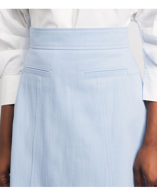 Emilia Wickstead Blue Wilder Denim Midi Skirt