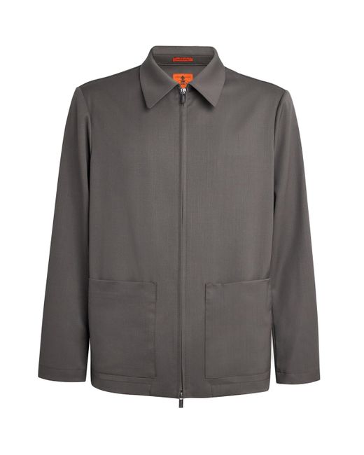 Barena Gray Wool-Blend Zip-Up Overshirt for men