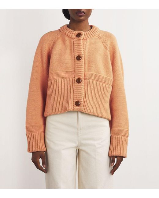 Patou Wool Cashmere Short Cardigan in Natural Lyst UK