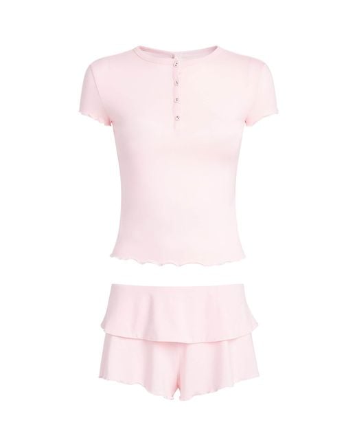 Skims Pink Sleep Short Pyjama Set