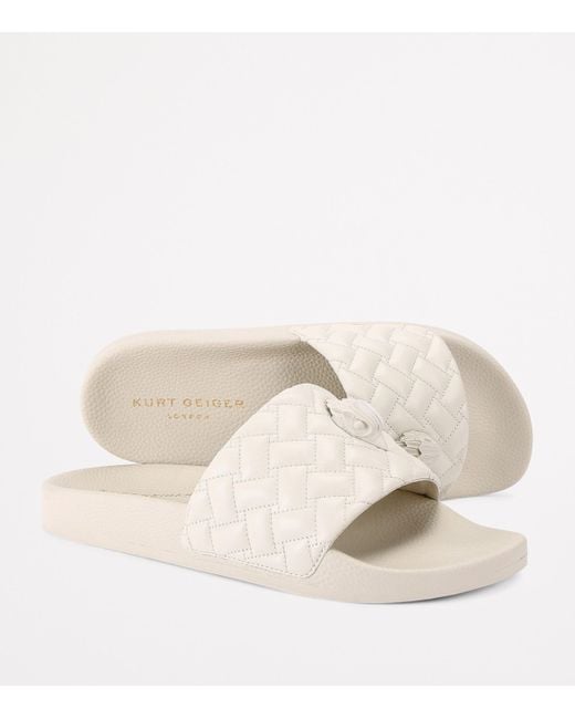 Kurt Geiger White Quilted Meena Eagle Slides for men