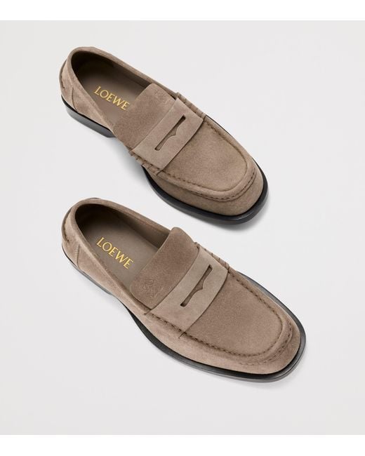 Loewe Brown Suede Bobine Loafers for men