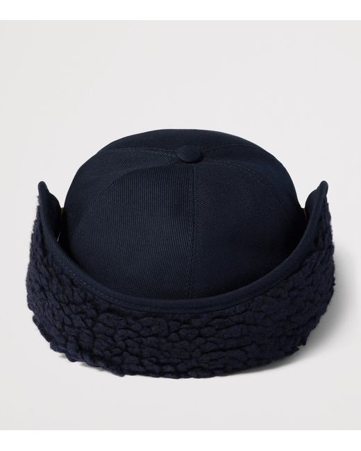 Miu Miu Blue Drill And Fleece Baseball Cap