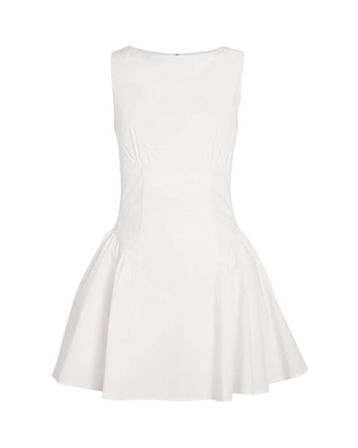 Staud White Cotton-Blend Gwen Mini Dress