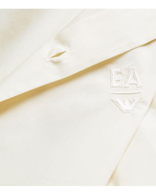 Emporio Armani White Embroidered Logo Shirt for men