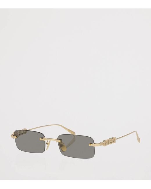 Gucci Metallic Metal Rectangular Sunglasses for men