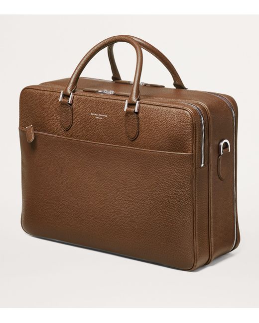 Aspinal Brown Leather 48 Hour Mount Street Travel Bag