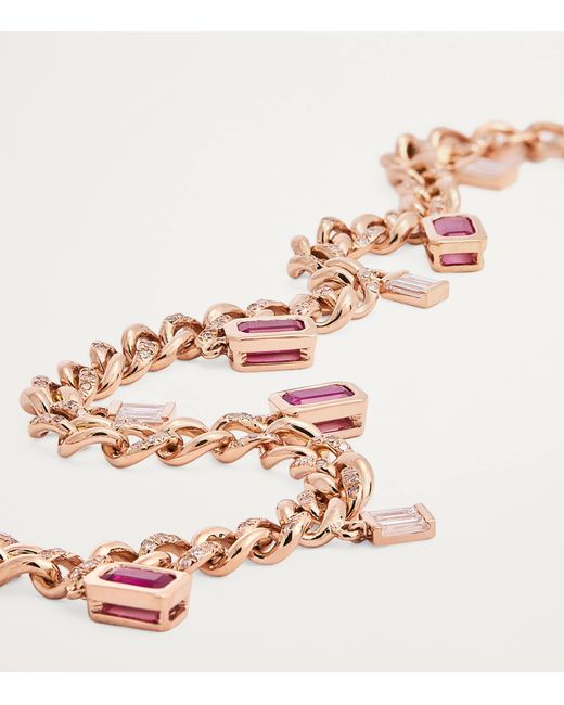 SHAY Metallic Diamond And Ruby Link Choker