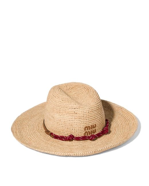 Miu Miu Natural Raffia Wide-Brim Hat