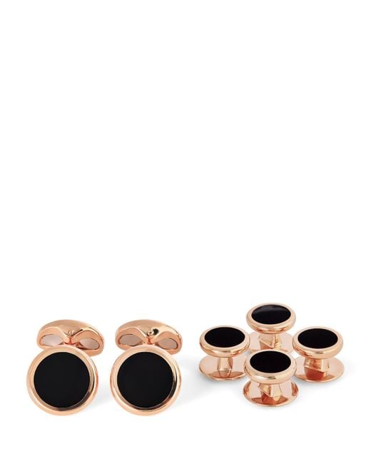 Deakin & Francis Metallic Onyx Cufflinks Dress Set for men