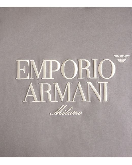 Emporio Armani Gray Cotton Logo T-Shirt for men