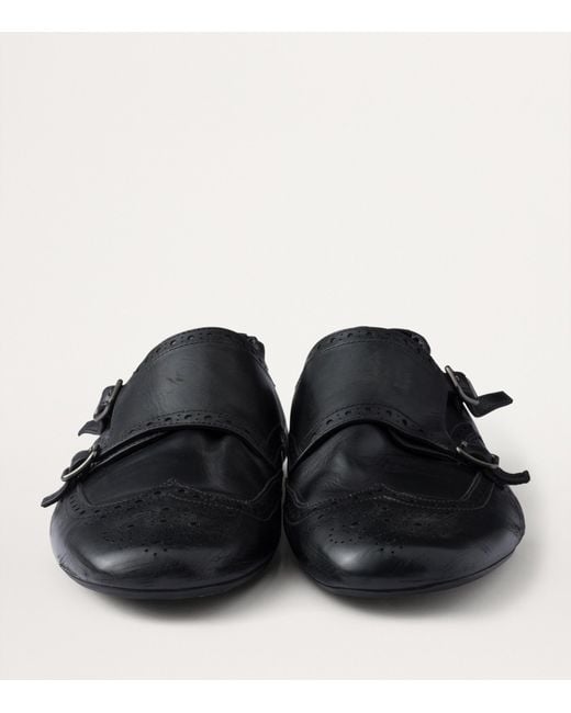 Prada Black Calf Leather Monk-Strap Shoes for men