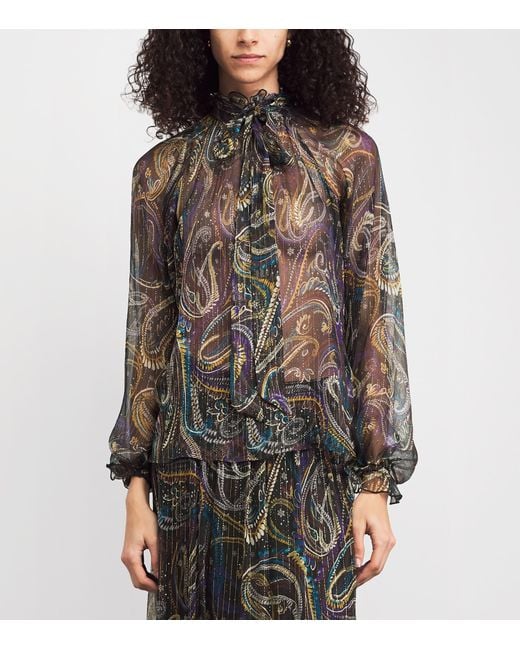 Etro Gray Silk Paisley Blouse
