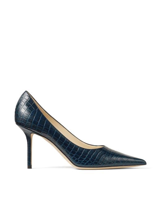 Jimmy Choo ♡ LOVE 85 コバルトブルー Jimmy Choo Love 85 Croc-embossed Pumps in Blue | Lyst