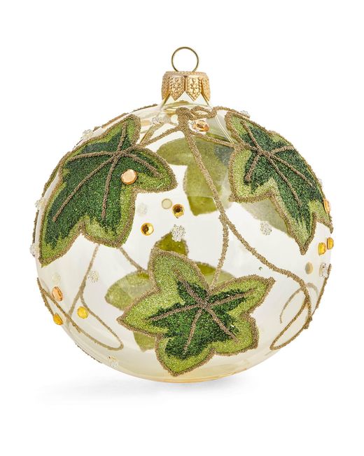 Harrods Green Glass Ivy Bauble