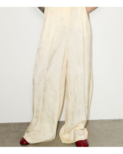 MAX&Co. Natural Floral Wide-Leg Trousers