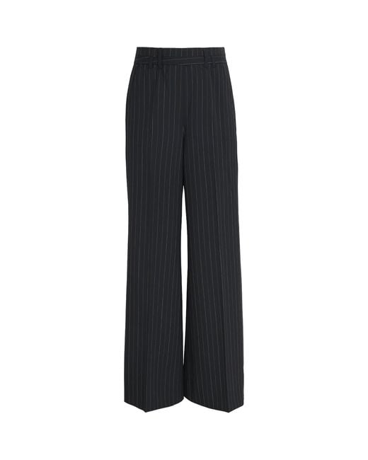 ME+EM Black Pinstripe Wide-Leg Trousers