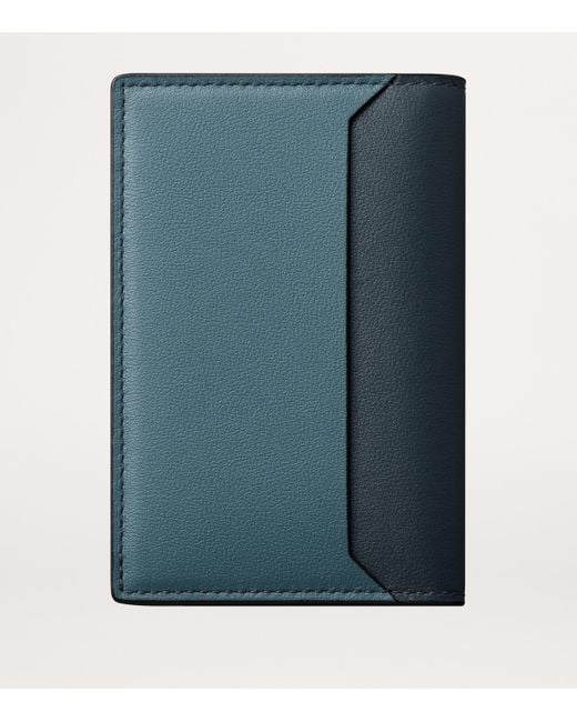 Cartier Blue Leather Must De Xl Logo Bifold Card Holder for men