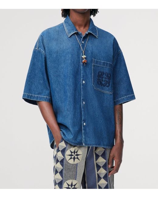 VIP【関税送料無料】希少 LOEWE PAULA'S IBIZA DENIM SHIRT Loewe X Paula's Ibiza Denim Short Sleeve Shirt in Blue for