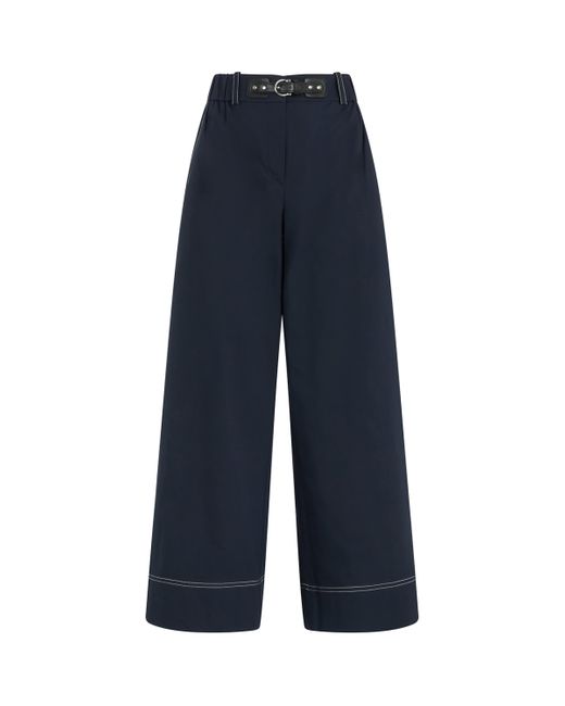 Maje Blue Belt-Detail Wide-Leg Trousers