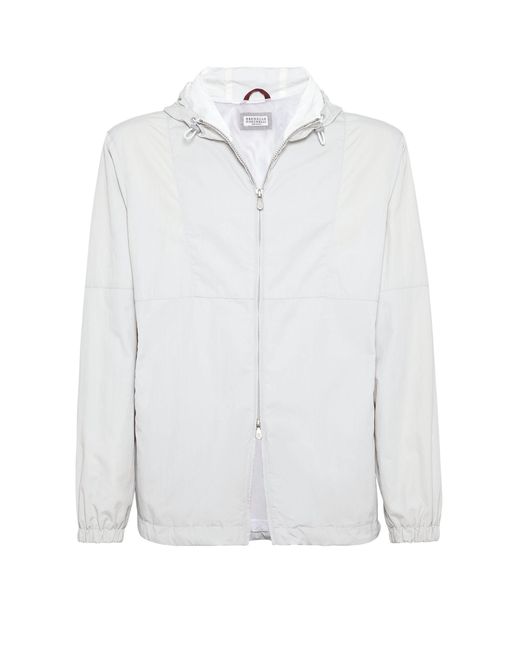 Brunello Cucinelli White Water-resistant Hooded Jacket for men