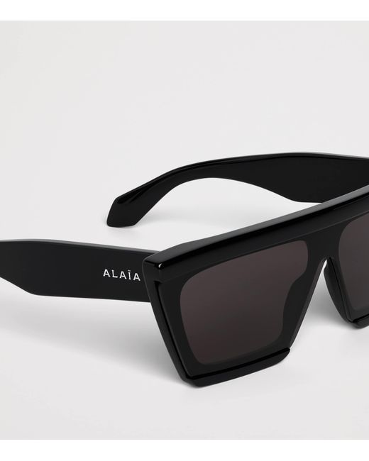 Alaïa Black Acetate Rectangle Mask 69 Sunglasses