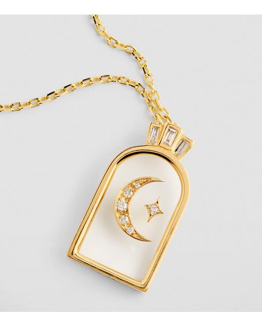 L'Atelier Nawbar Metallic And Diamond Biladi Hilal Necklace