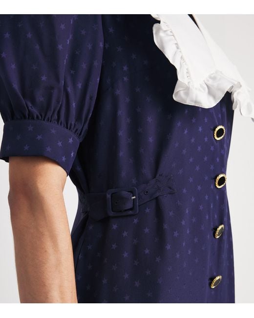 Alessandra Rich Blue Silk Jacquard Mini Dress