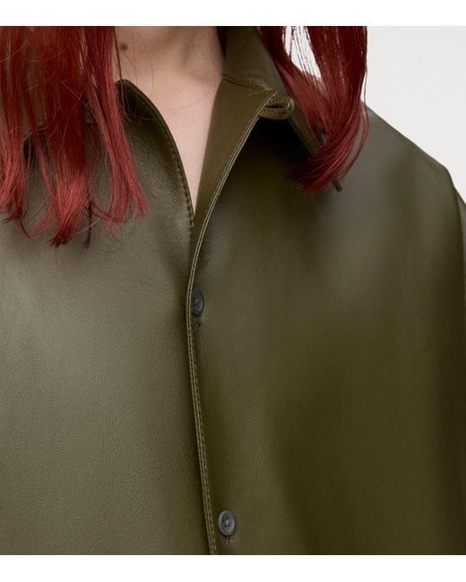 Loewe Green Leather Short-Sleeve Shirt for men