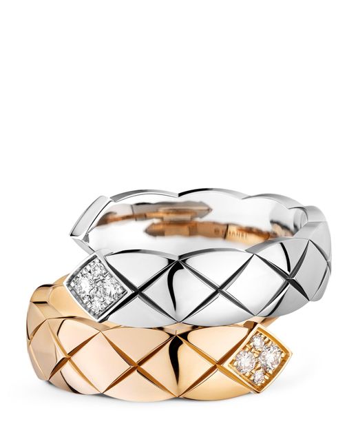 Chanel Metallic Mixed Gold And Diamond Coco Crush Ring