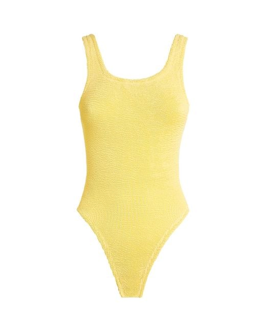Hunza G Synthetic Squareneck Swimsuit in Yellow Lyst
