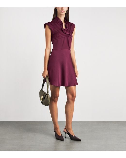 Claudie Pierlot Purple Satin Ruffled Mini Dress