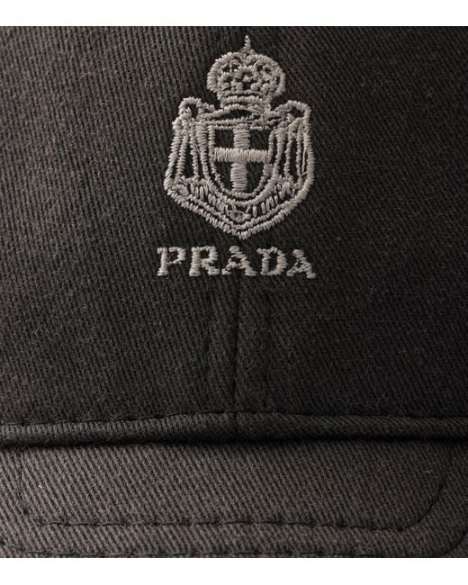 Prada Black Old Gabardine Baseball Cap for men