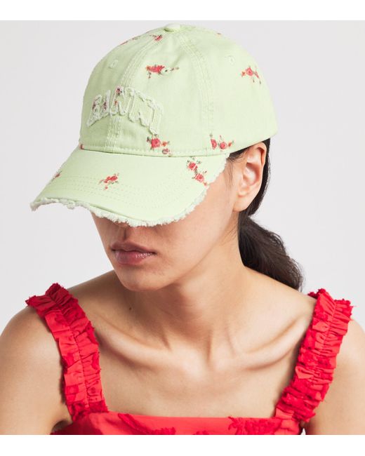 Ganni Green Organic Canvas Baseball Cap