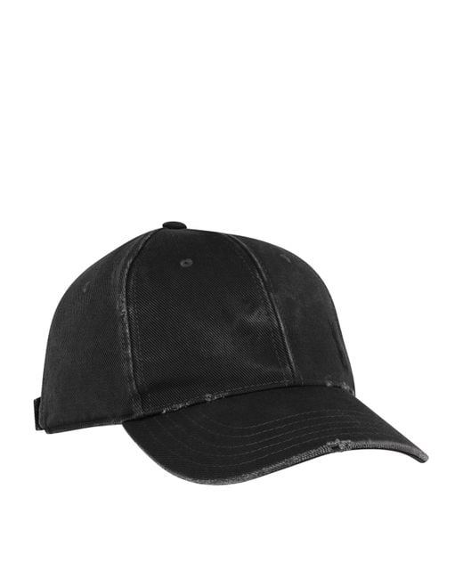 Saint Laurent Black Distressed Corduroy Cassandre Baseball Cap