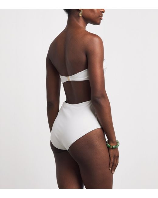 Zimmermann White Embroidered Indra Strapless Swimsuit