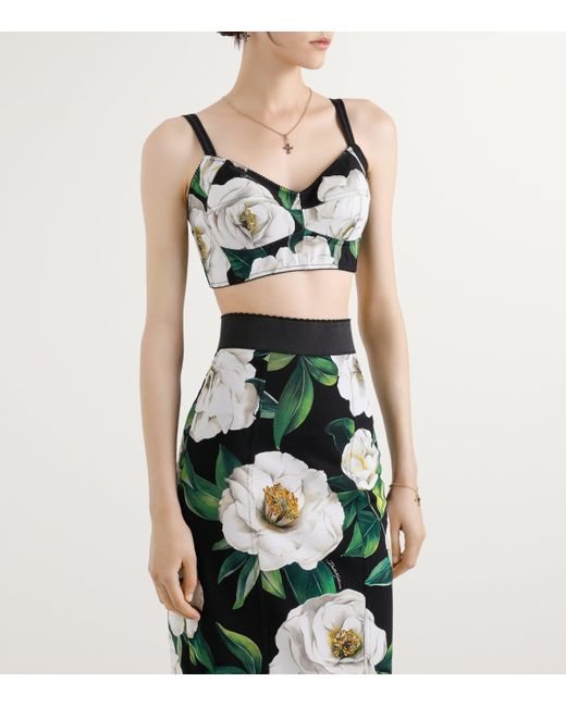 Dolce & Gabbana Green Floral Bralette Top
