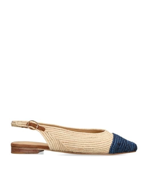 Gabriela Hearst Blue Raffia Slingback Ballet Flats