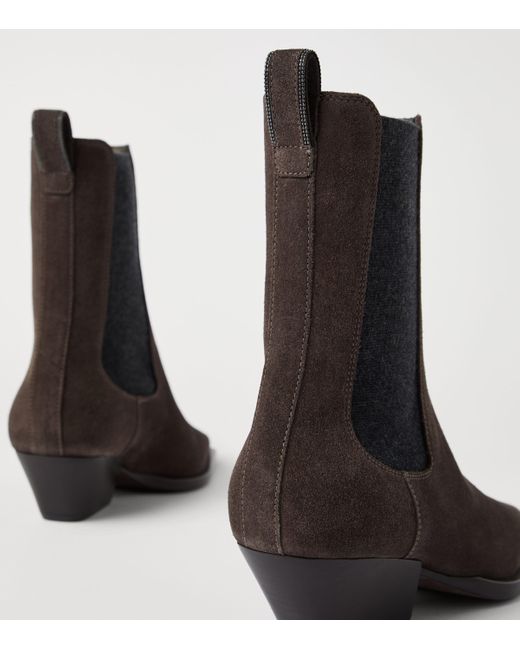 Brunello Cucinelli Brown Suede Chelsea Boots 50