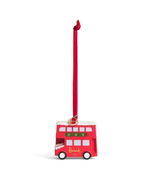 Harrods Red Snowy Bus Tree Decoration