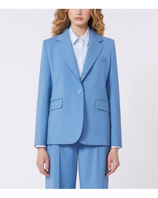 Weekend by Maxmara Blue Virgin Wool Blazer