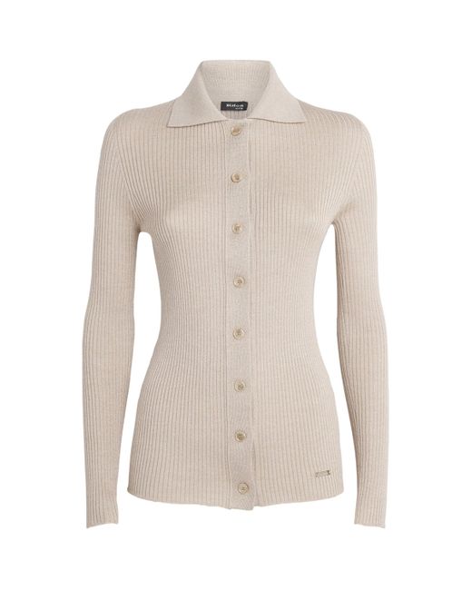 Kiton Natural Wool-Blend Shimmer Cardigan