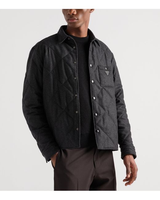 Prada Black Cashmere Padded Overshirt for men
