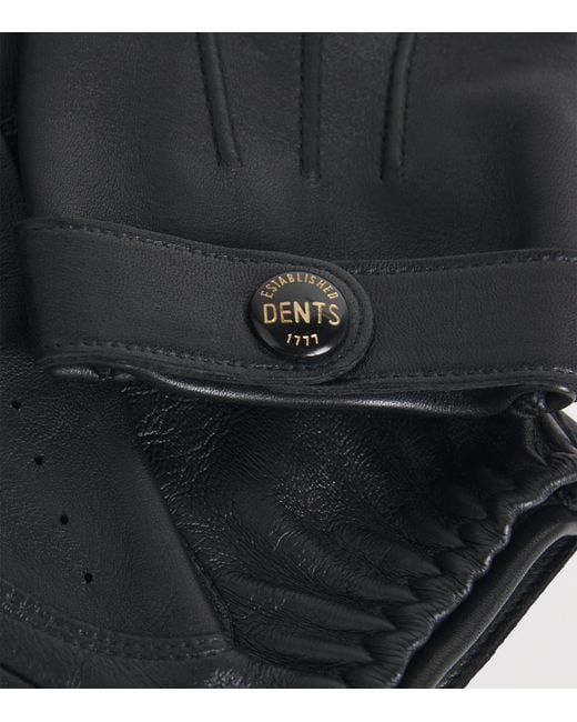 Dents Black Leather Touchscreen Rollestone Gloves for men